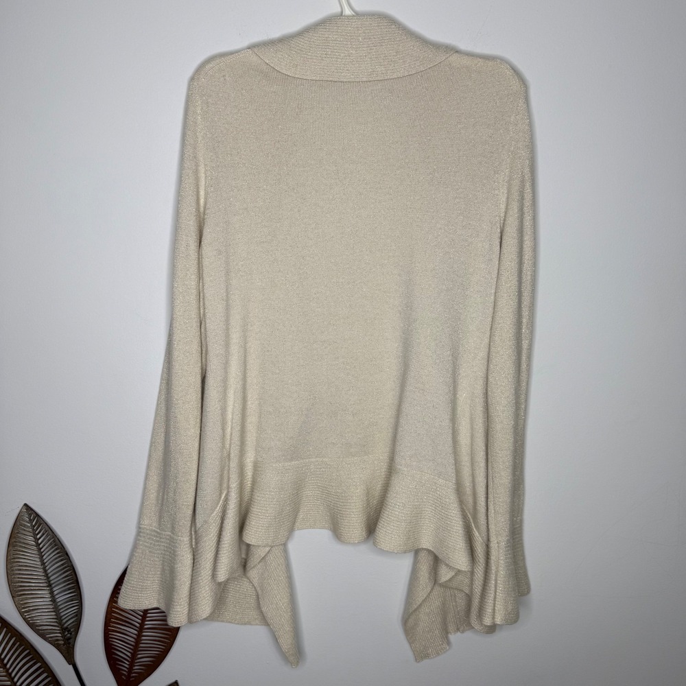 H15 Lilly Pulitzer Abelle Cardigan Gold Metallic Draped Waterfall Open Front XL - Picture 6 of 7